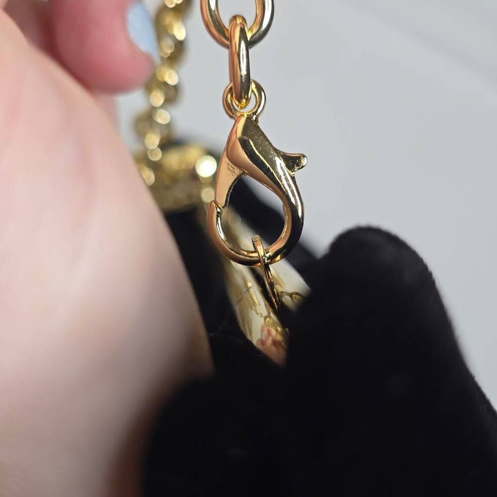Talbots Black Velvet Bow-Shaped Evening Bag w/ Gold Chain - Picture 5 of 9